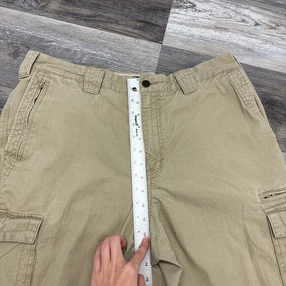 Eddie Bauer Tan Mens 36x33 Utility Fit Ripstop Khaki Cargo Pants Loose Straight - Picture 13 of 15